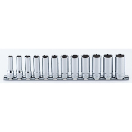 Ko-Ken Socket set 8mm-19mm 6 Point 300mm 12 pieces 3/8 Sq. Drive RS3300M/12